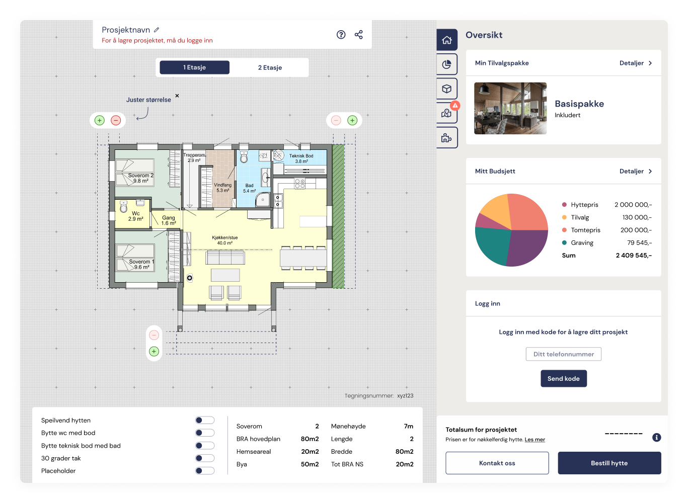 Screenshot of Cabin Configurator