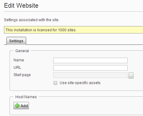 Add websites in EPiServer Admin mode