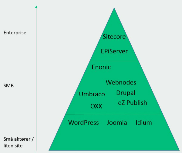 Grov oversikt over CMS løsninger