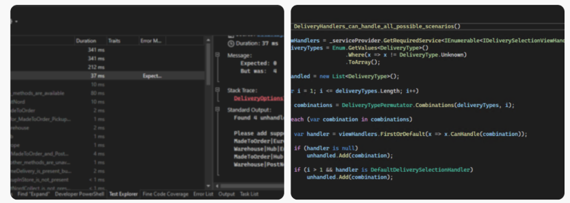Screenshots of code