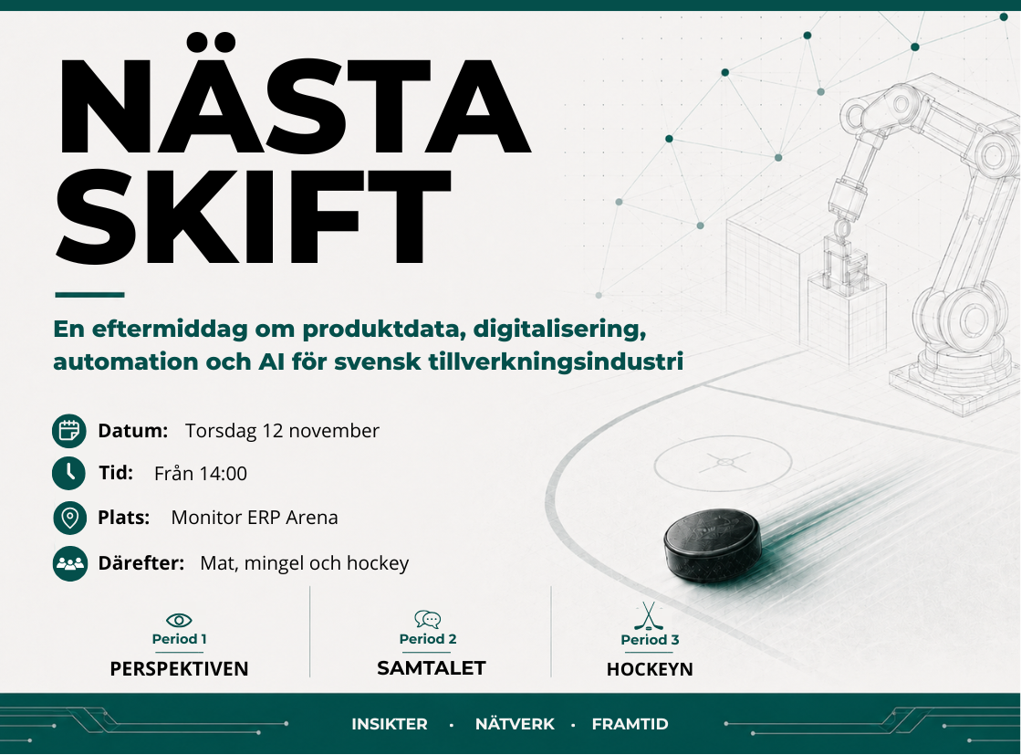 Nästa skift - En eftermiddag om produktdata, digitalisering, automation och AI för svensk tillverkningsindustri