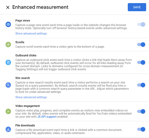 Google Analytics 4 enhanced measurement