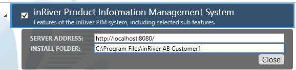 Server address and folder configuration