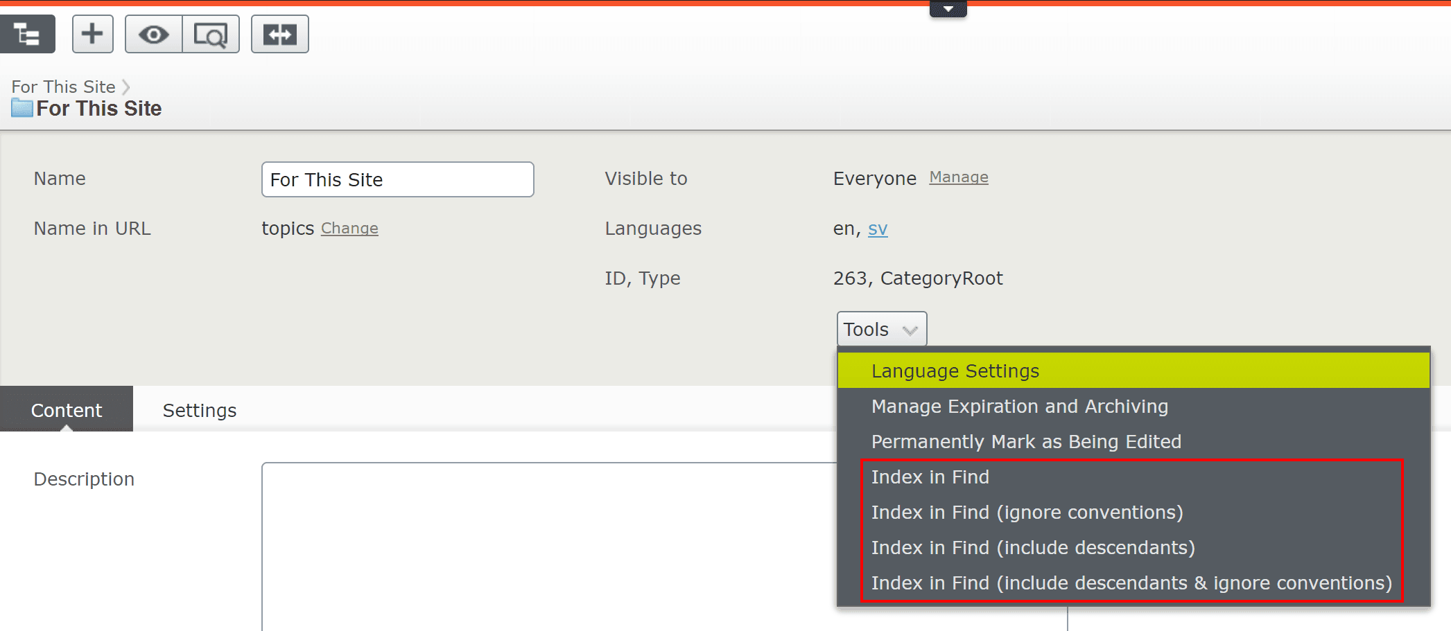 Screenshot of Geta.Epi.IndexContentInFind tool