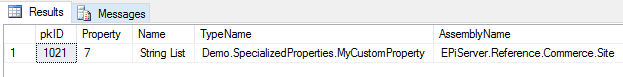 SQL query results