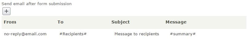 Screenshot of the configured email